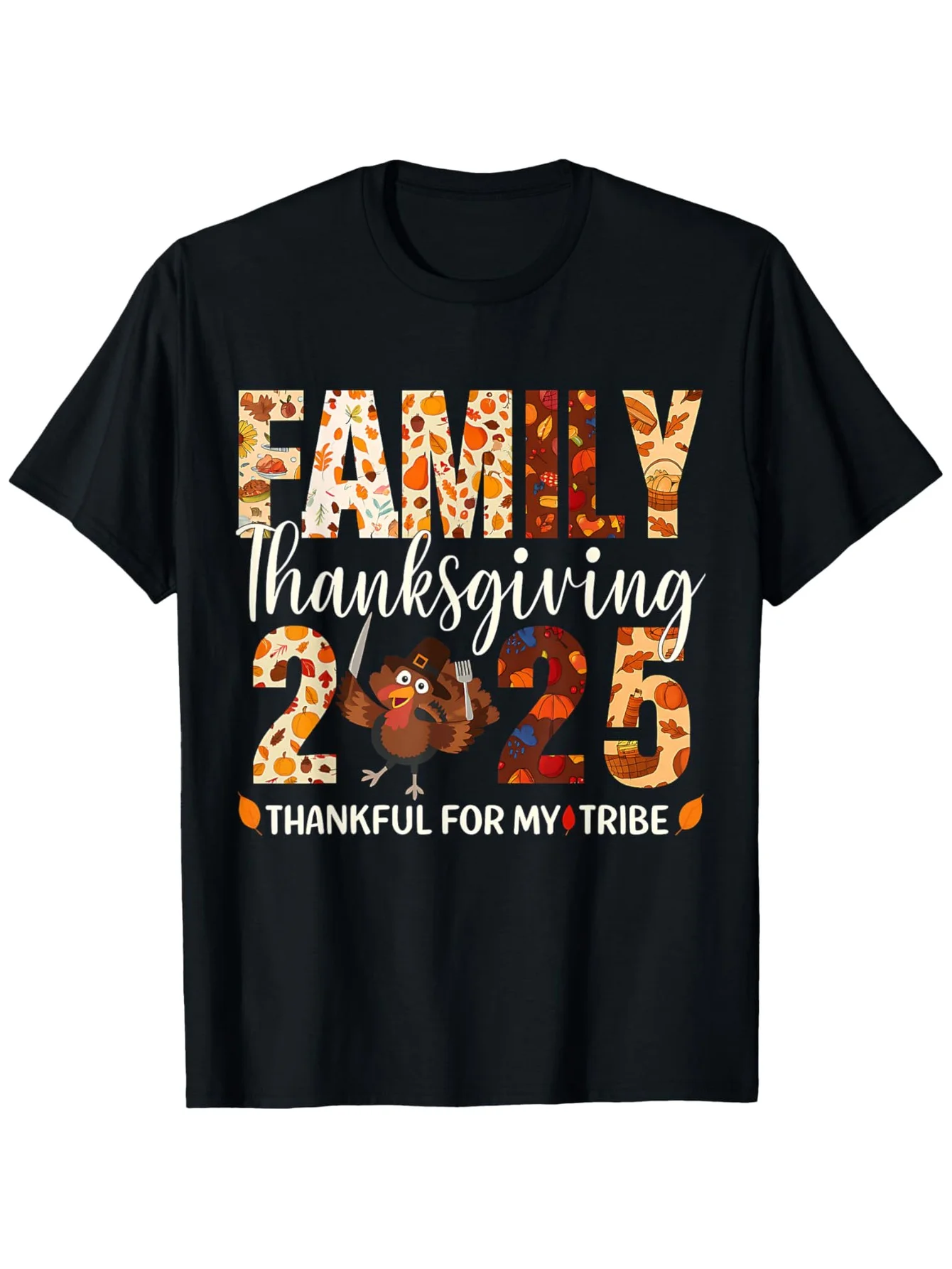 

Family Thanksgiving 2025 with T-Shirt - Turkey and Autumn Leaf Design with "Thank My Community" Slogan