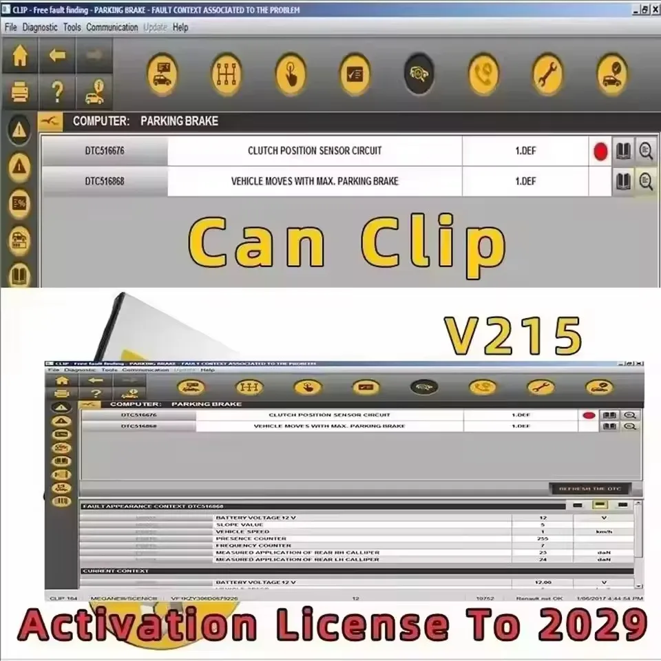 SW V215/V212/V220/V209 UchLTIMO para Renault Can Clip Herramienta de Diagnosticos + Reprog V191 + Extractor de pines + Dialogys V4.
