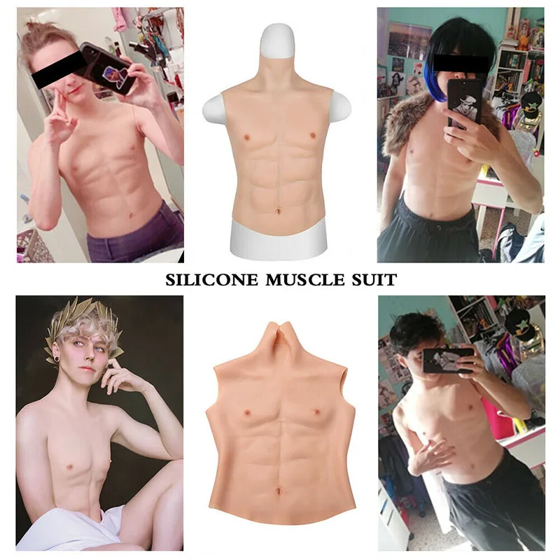 Realistic Silicone Fake Chest Muscle Male Suit Men Artificial Simulation Muscles Cosplay Muscle Suits Costume Silicone False abs