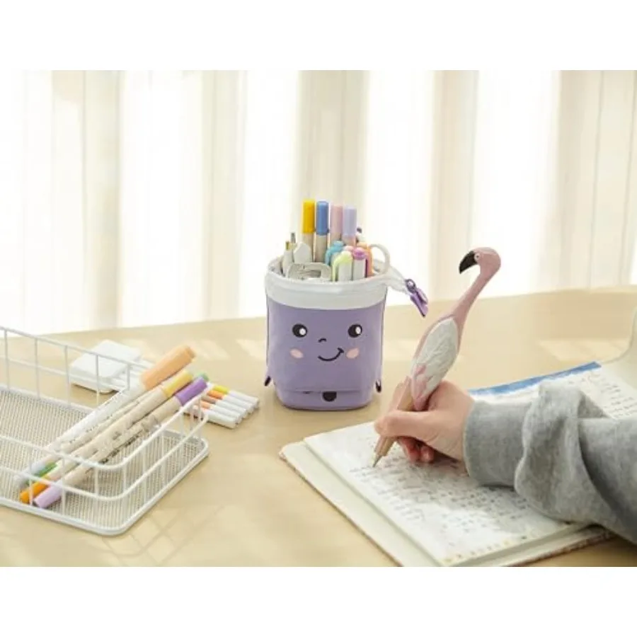 Telescopic Pencil Bag Pen Holder Pop Up Stationery Case, Stand-up Retractable Transformer Bag Standing Organizer, Great for Chr