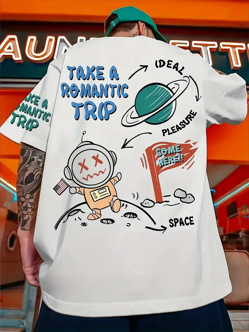 

Summer new short sleeve T-shirt men printed round neck loose ins trend casual half sleeve men's body shirt