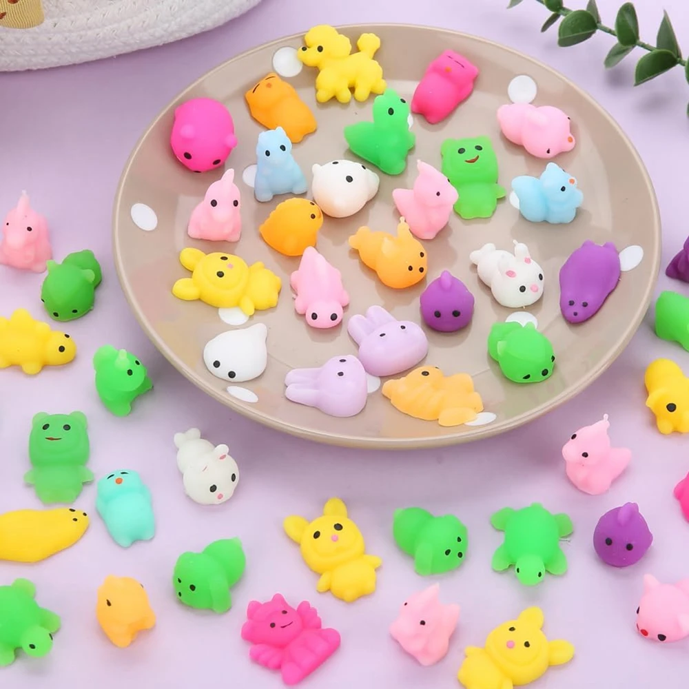 60PCS Super Mini Mochi Squishy Toys Kawaii Cute Cool Squishies Animals Bulk Fidget Toys Party Favors for Kids Boys Girls Gifts