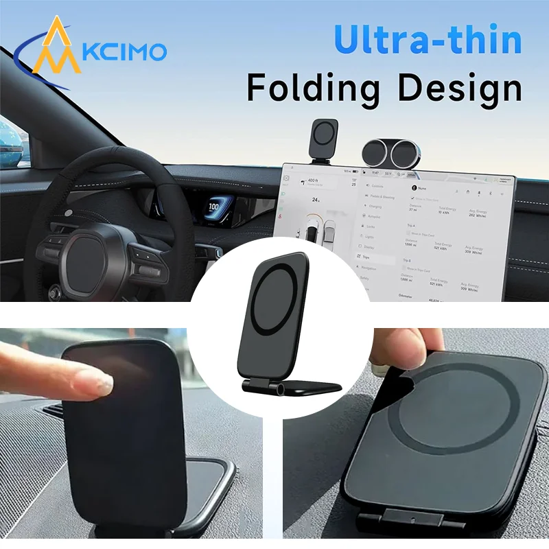 Support de téléphone magnétique réglable pour véhicule, support de téléphone de voiture ultra fin à aimant puissant double face, navigation automobile universelle