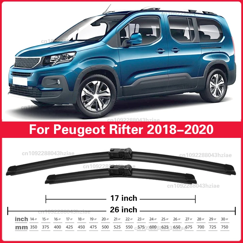 Für Peugeot Rifter 2018 2019 2020 Frontscheibenwischerblätter 2 Stück Windschutzscheiben-Fensterzubehör 26"+17"