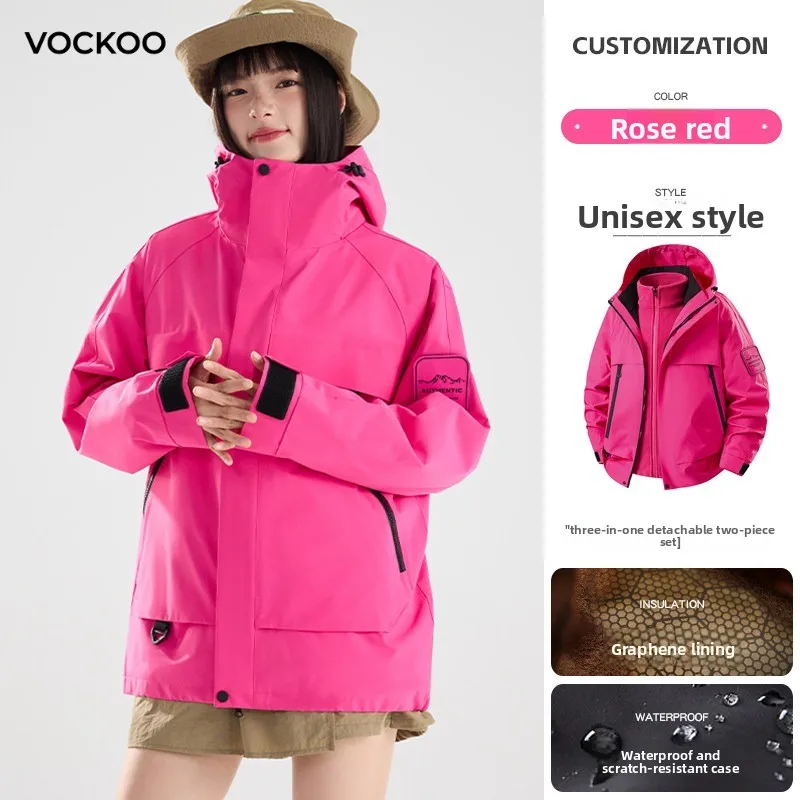 

Куртка Vockoo для активного отдыха, осенне-зимняя, ветрозащитная, водонепроницаемая, свободного кроя, универсальная, для походов и путешествий, унисекс, на флисовой подкладке