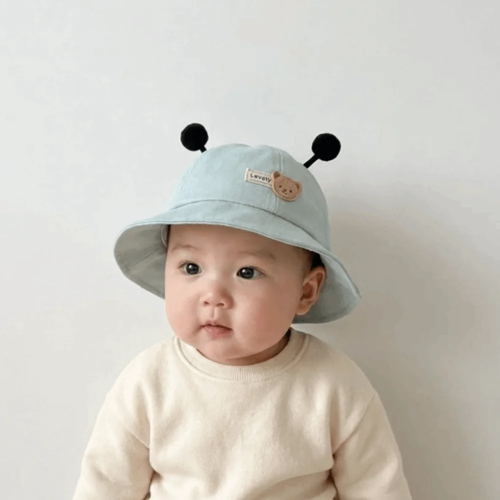 

Gift Solid Color Baby Bucket Hat Wide Brim Cartoon Design Toddler Sun Hat Lightweight Breathable Panama Hat Beach