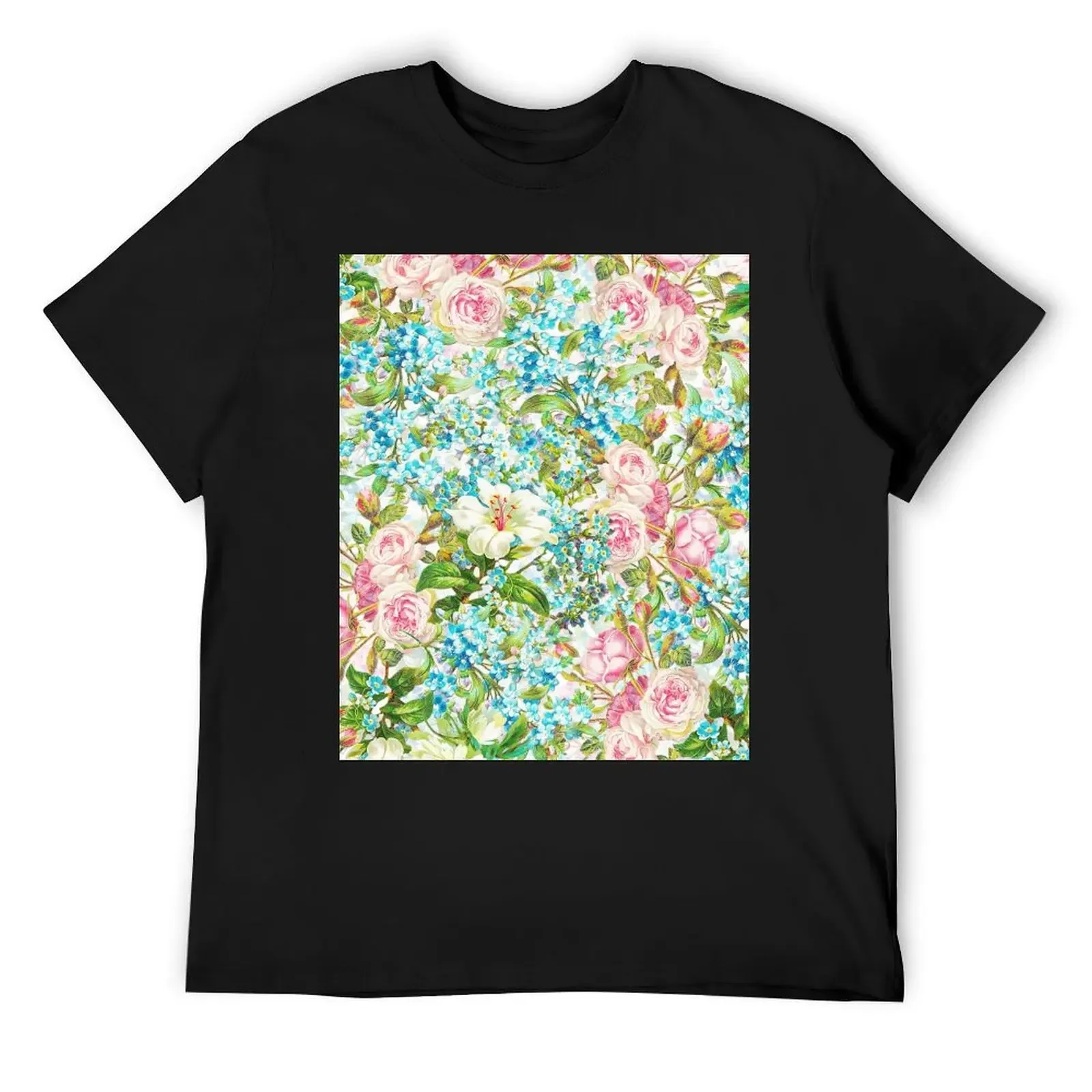 Pink Roses and Forget-me-not Botanical Garden T-Shirt sublime shirts graphic mens t shirt graphic