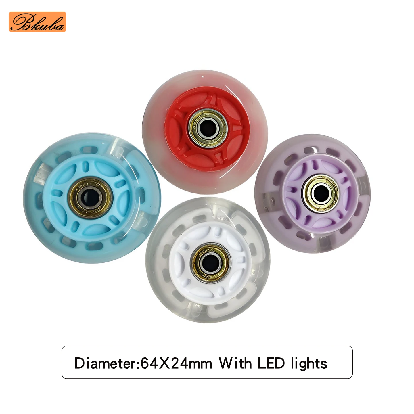 

4pcs 64mm LED Light-Up PU Inline Skate Wheels Accessories Single-row flash wheels for kids' scooters and children's roller skate