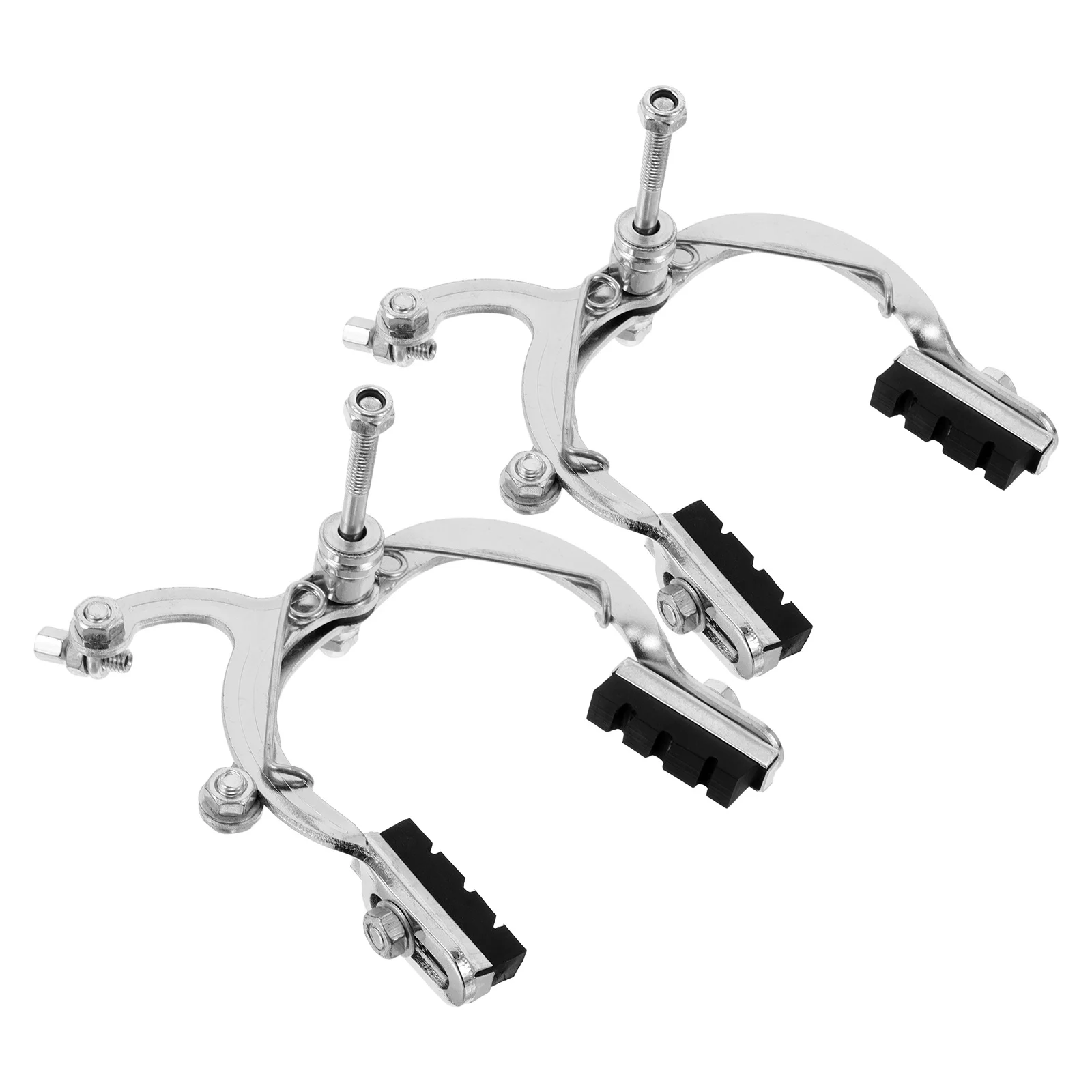 2Pcs Bicycle Brakes Calipers C Clamp Rim Brake Set Quick Install Stable Performance for Various Terrains Silver