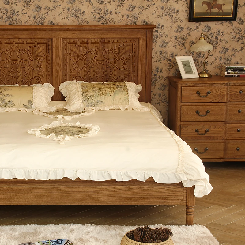 

Small-sized furniture, living room, bedroom bed oak single bed master bedroom second bedroom wedding bed
