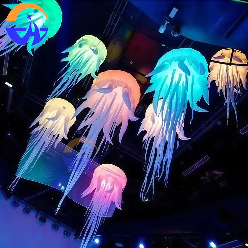 Giant LED Glowing Inflatable Jellyfish Hanging Lighting Octopus Tentacles Medusa Balloon For Indoor Outdoor Party Stage Holiday