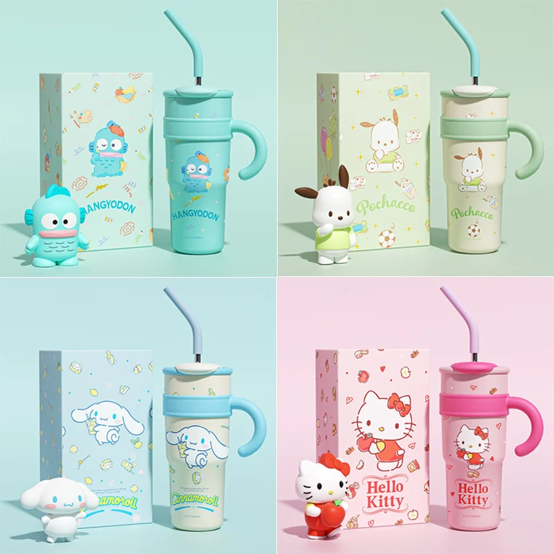 

700Ml-1200Ml Hello Kitty Hangyodon Pochacco Kawaii Cartoon 316 Stainless Steel High Capacity Vacuum Child Cup Car Cup