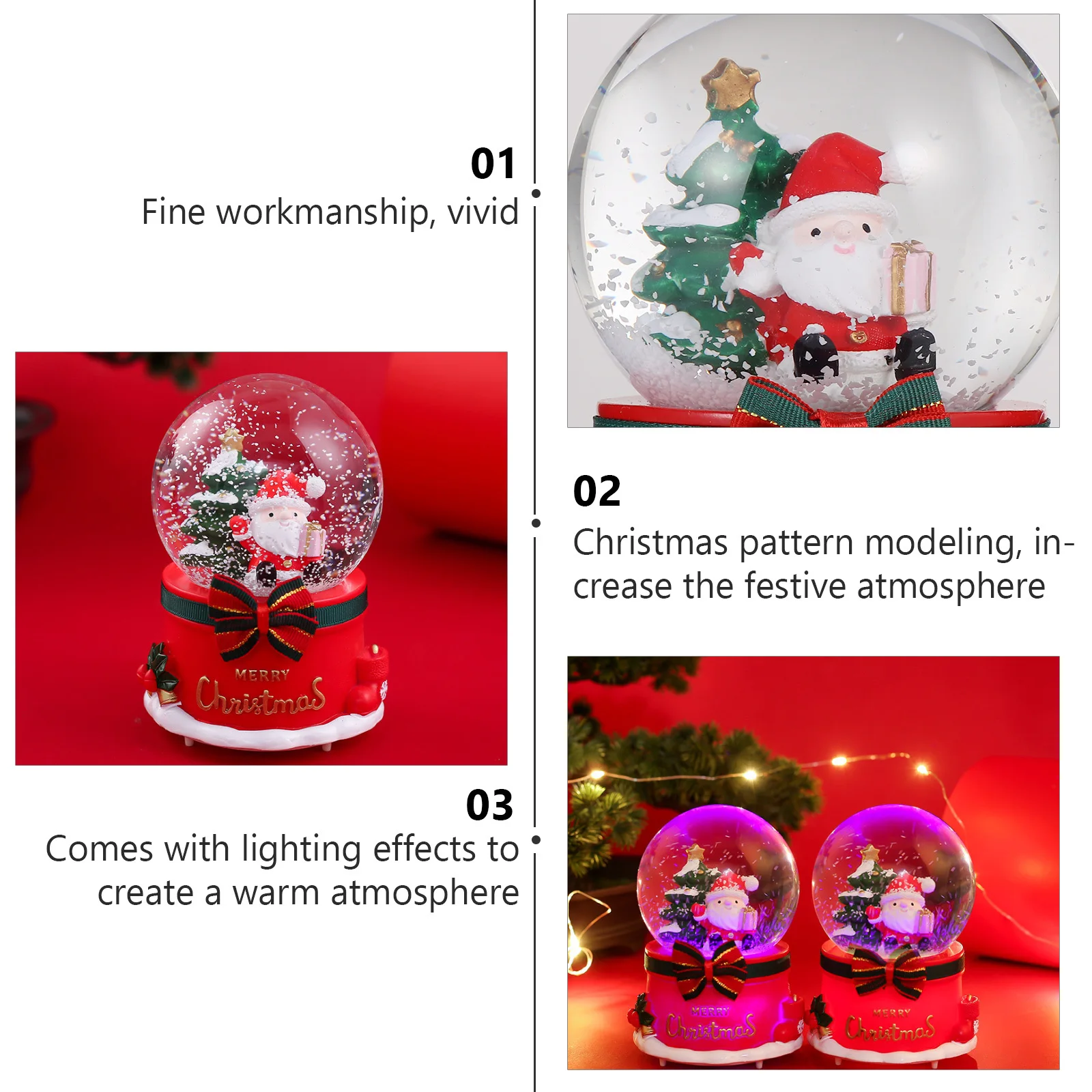 

Christmas Santa Claus Music Box Crystal Ball Color Changing Lights Effect Holiday Decor Party Supplies