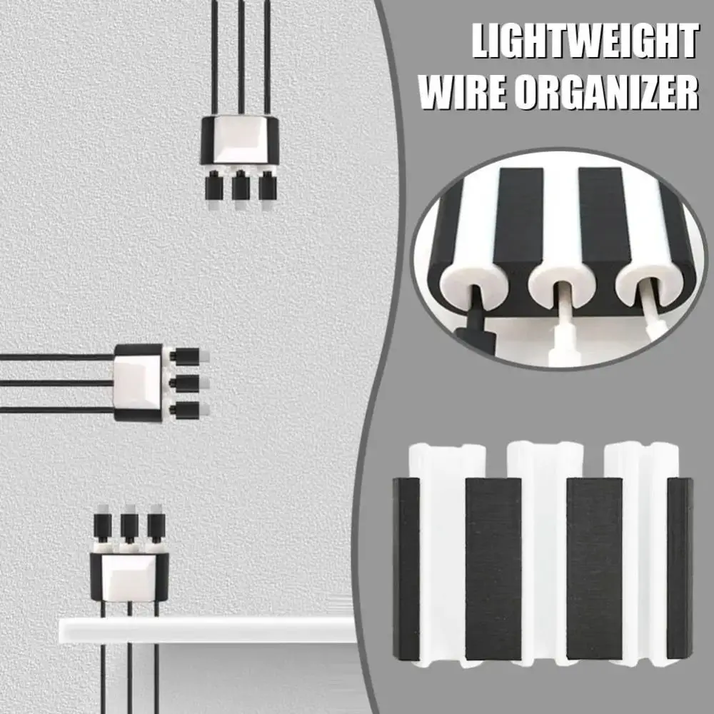 

New Lightweight Cord Management Holder Multifunctional 3-Slots Wire Organizer Mini Rotating Fixed Cable Manager