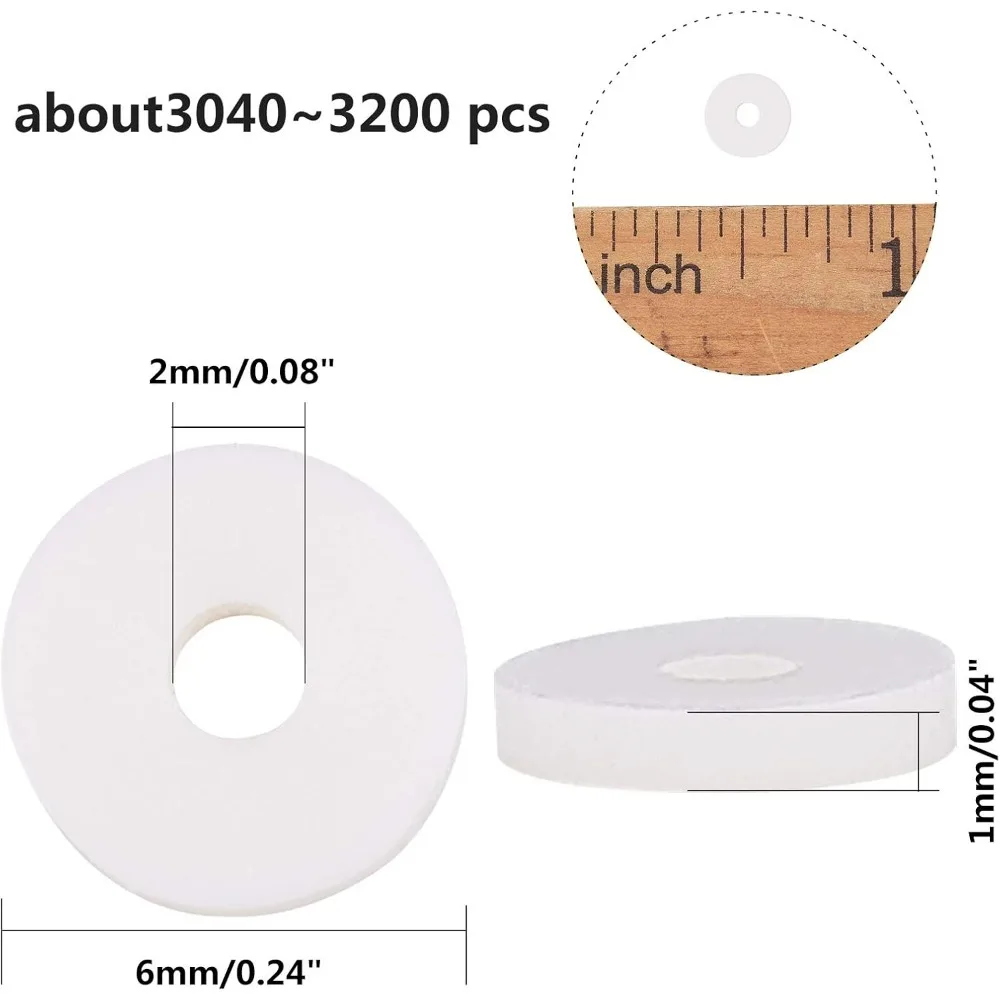3000pcs White Heishi Clay Beads 6mm Vinyl Disc Beads Flat Round Polymer Clay Beads for Jewelry Making Summer Decor 2mm Hole
