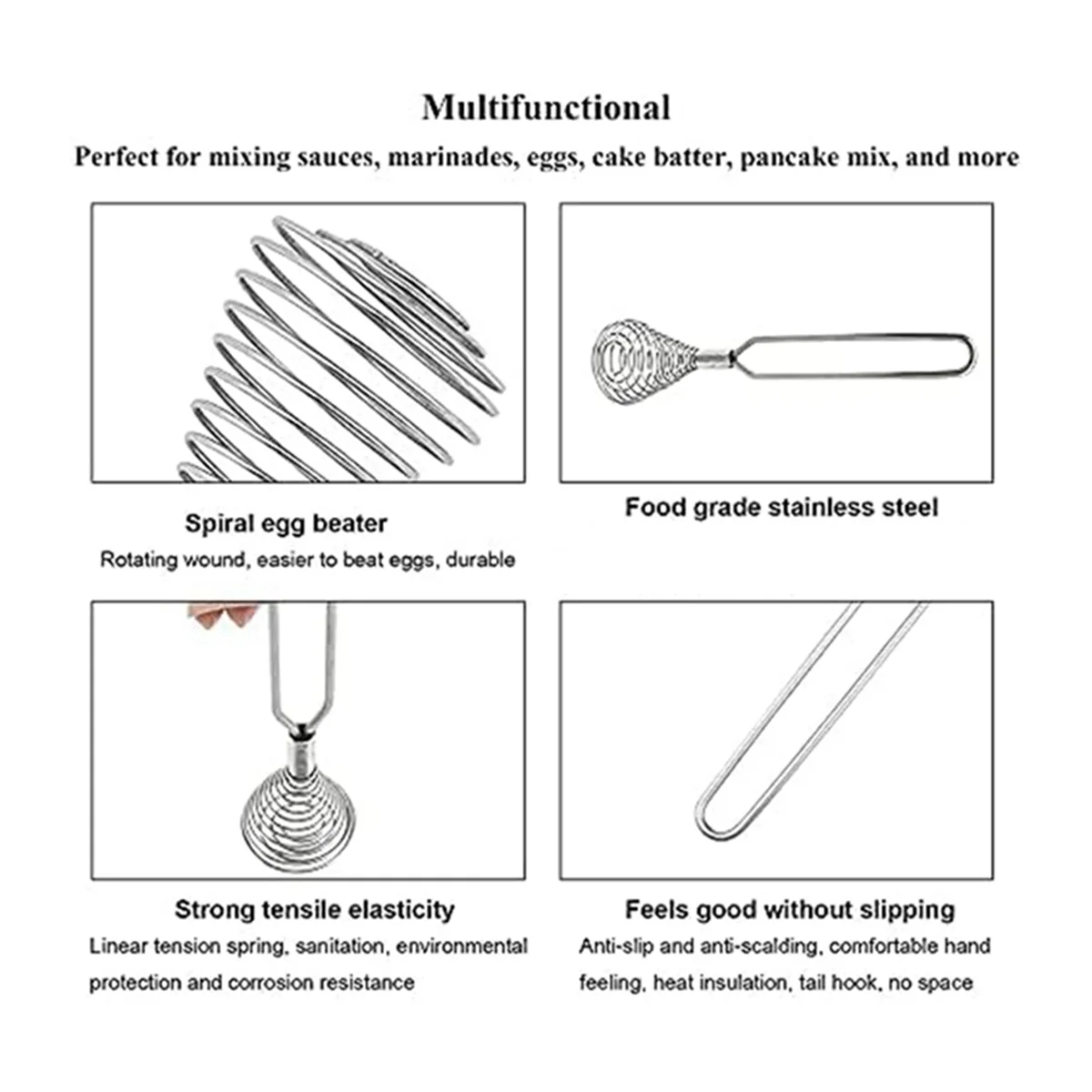 สแตนเลสสตีลสปริงคอยล์ปัดลวดแส้-ครีมไข่ Beater น้ําเกรวี่-ครีม Hand Mixer เครื่องมือห้องครัวอุปกรณ์เสริมสําหรับผสมร้อน