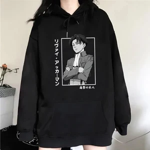 Nova moda anime levi ackerman impressão hoodies unisex outono e inverno moletom esportes solto moletom casual topos 10 principais vendas levi ackerman moletom - №9
