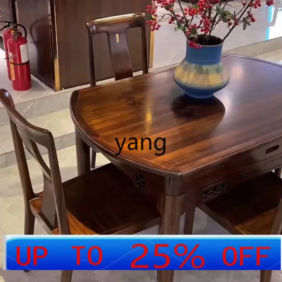 

LMMnew Chinese ebony dining table and chair combination simple solid wood dining table home restaurant foldable square