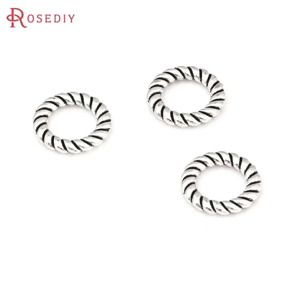 100PCS Antique Bronze Zinc Alloy Twisted Closed Rings Connect Charms Diy Jewelry Making Supplies Earrings Accessories for Women