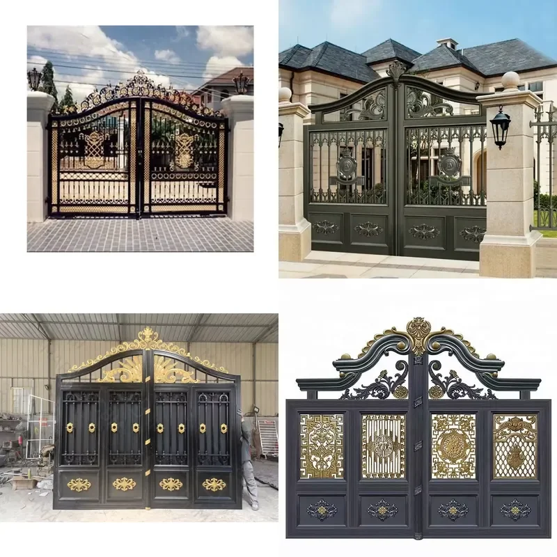 CBMmart High Quality Deep Carved Villa Garden Double Door Iron Gates Design Wrought Iron Door