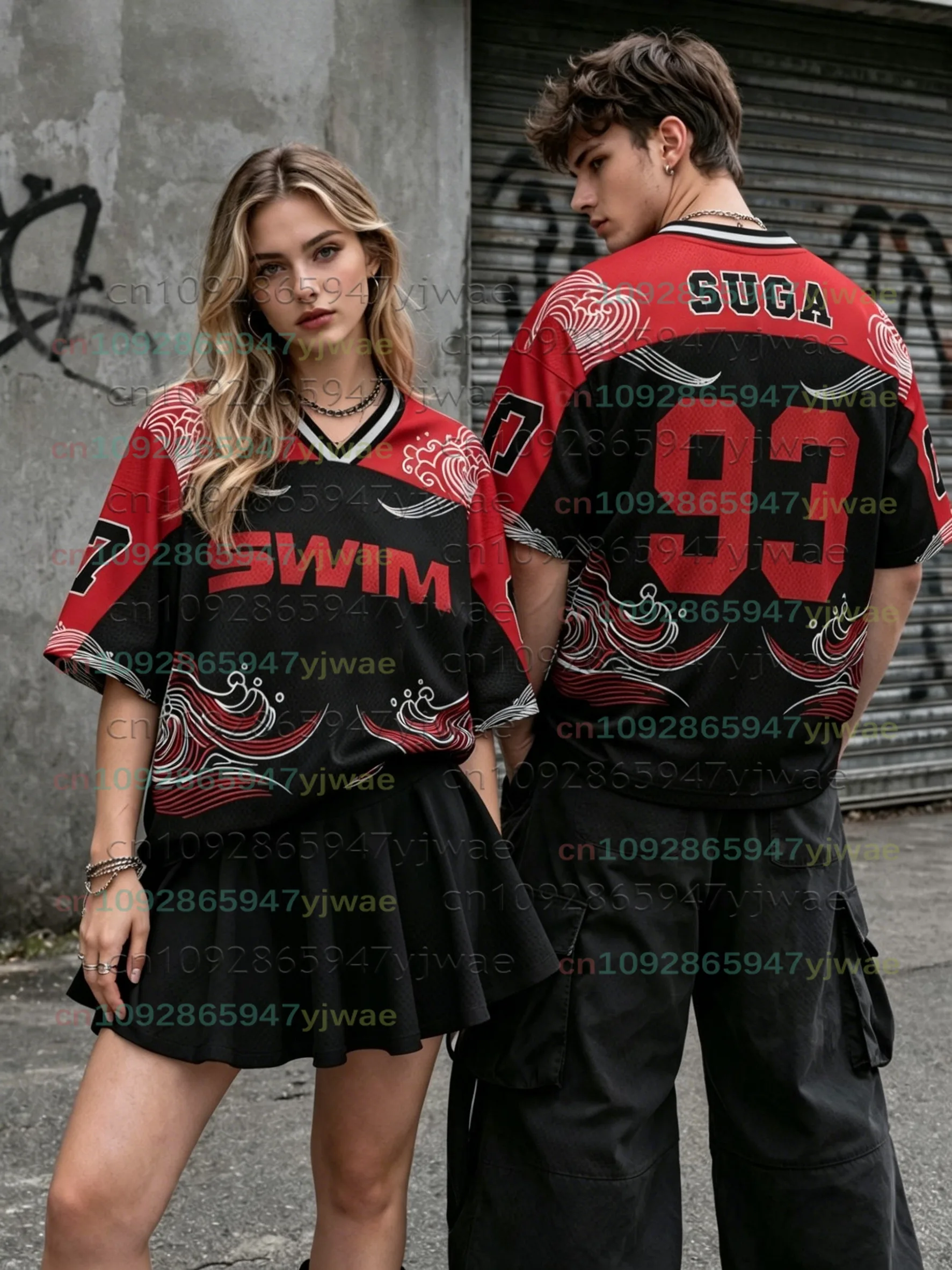 2026 SWIM Unisex Jersey Y2K Modisches Streetwear-Oberteil V-Ausschnitt Locker Kurzärmeliges Geschenk für den Sommer Kinder Herren Damen T-Shirt – Detail 4
