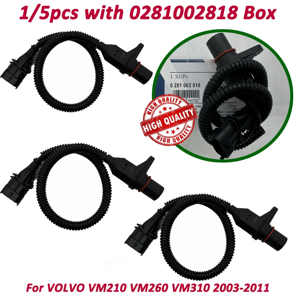 1/5Pcs 0281002818 Crankshaft Pulse Sensor 281002818 For VOLVO VM210 VM260 VM310 2003-2011 961200670044,High Quality