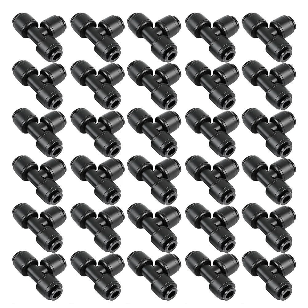 30Pcs 1/4'' Quick Connect Drip Irrigation Tee Fittings Garden Water Connector For 1/4 Inch Tubing Hose Accessories Joint Adaptor