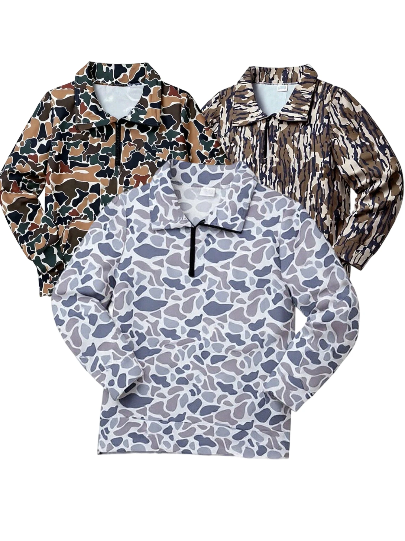 

Фиолетовая камуфляжная рубашка для женщин, рубашки поло Y2K, камуфляжная толстовка на молнии с четвертью, осенне-зимний модный внутренний пуловер, топ