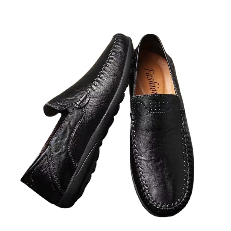 Men Casual Shoes Luxury Brand 2023 Leather Mens Loafers Moccasins Breathable Slip on Black Driving Shoes Plus Size