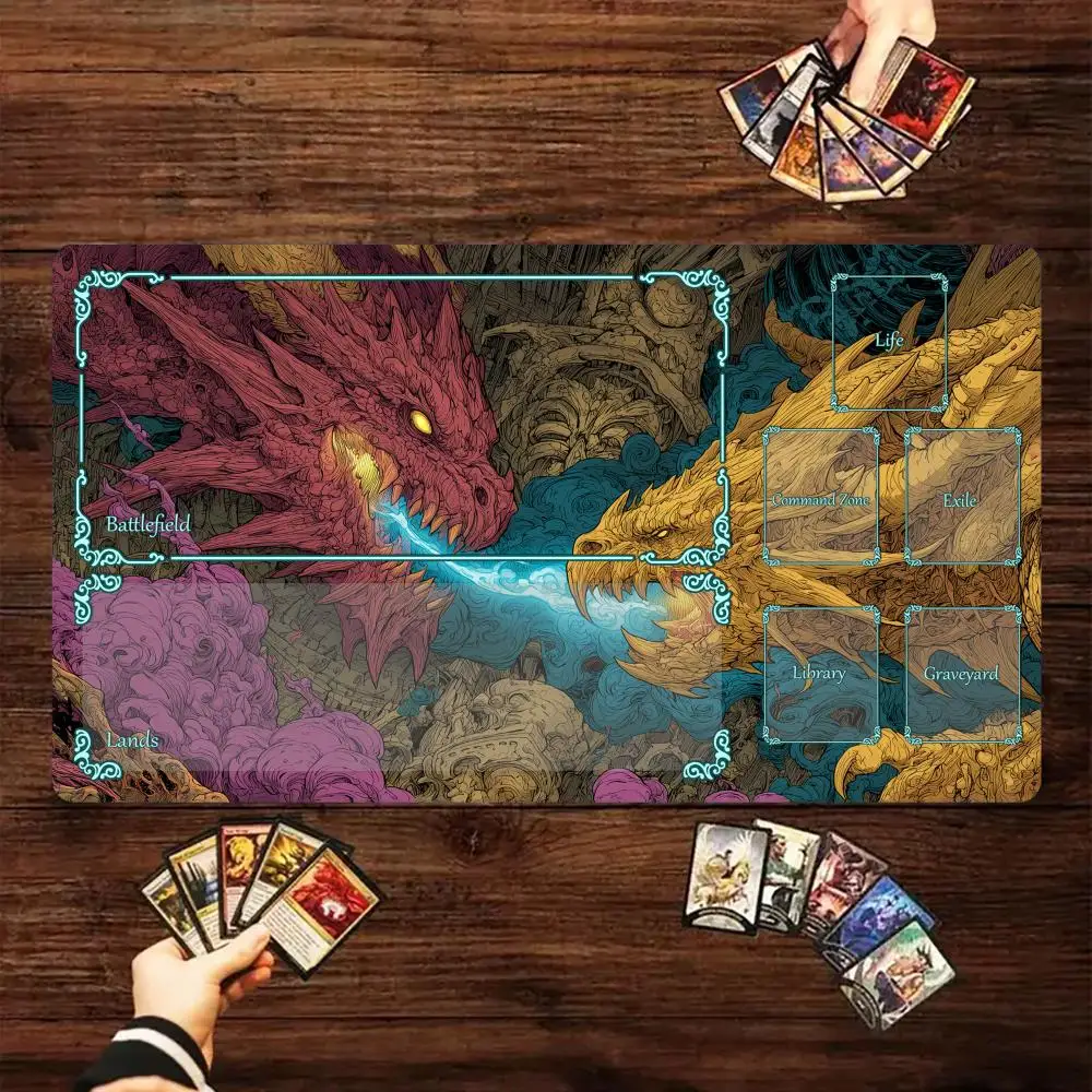 Fierce Twin Dragon Battle Design TCG Playmat Magic Card Battle Mat 35X60CM gathering gaming mats tapete magic mat card pad