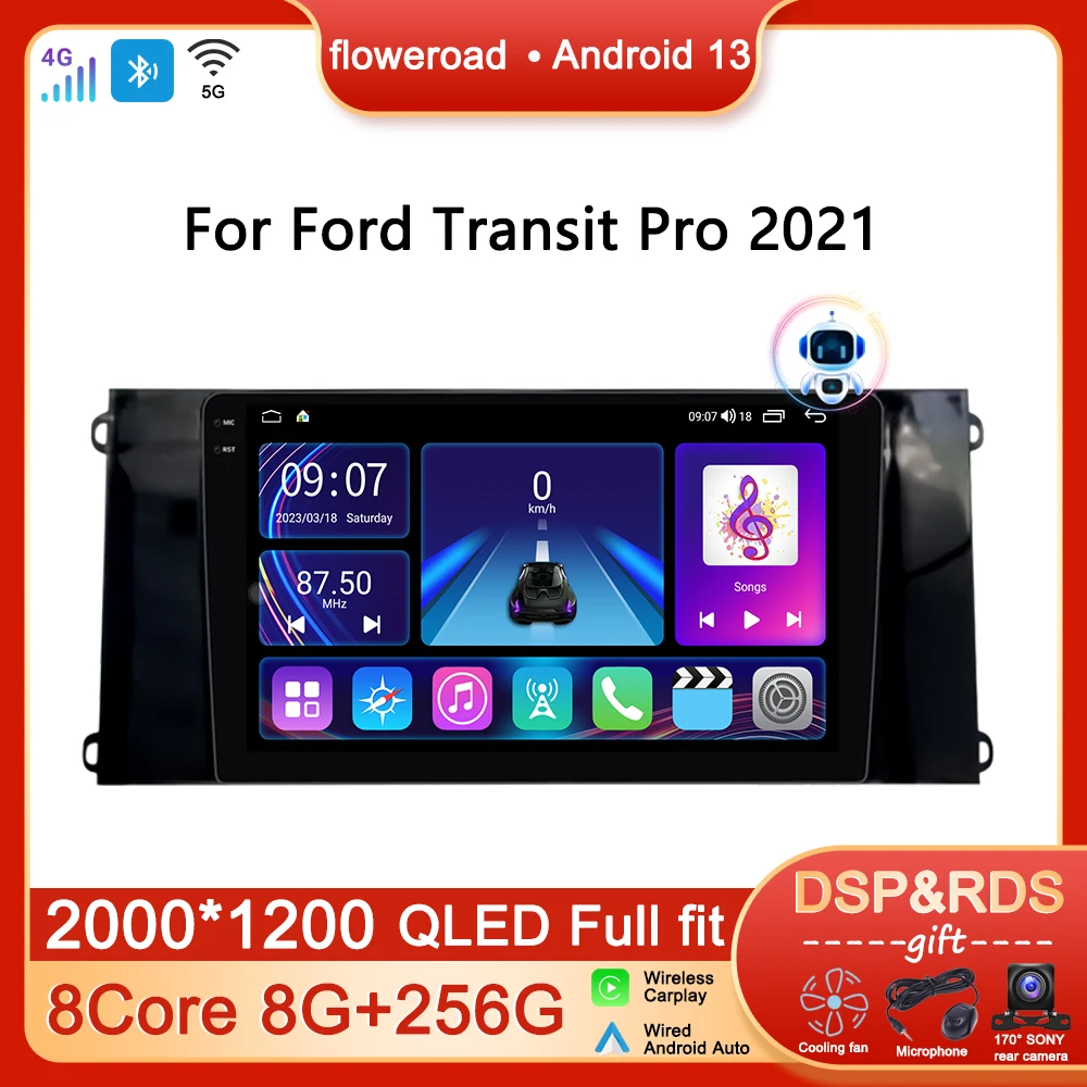 

Car Radio Multimedia Player Auto Android For Ford New Era Transit Pro 2021 Navigation GPS Carplay 4G LTE WIFI Head Unit 2DIN DVD