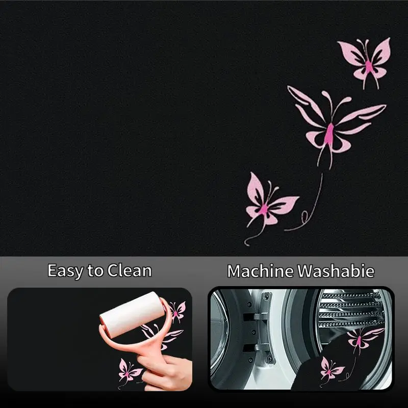 Cute Pink Butterfly Pattern Universal Car Trunk Mat Sweet Style Anti-Slip Wear-Resistant For SUV CUV Rear Cargo Liner Protector view 4