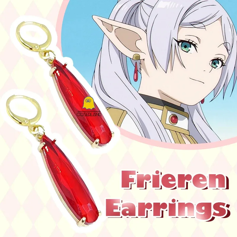 Anime Frieren Beyond Journey's End Frieren Cosplay Wig Gray Blue Double Ponytail Long Hair Ears Earrings Halloween Women Props