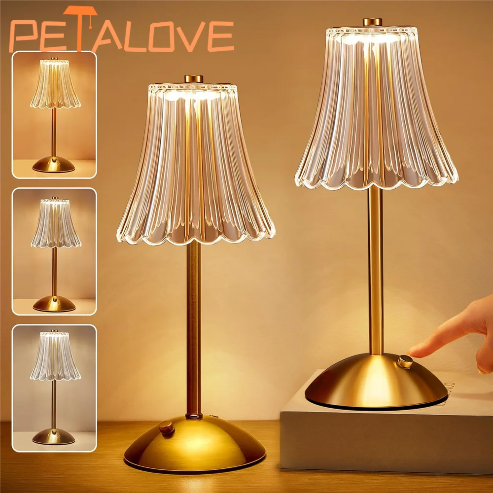 LED Table Lamp USB Touch Dimming Night Light Coffee Bar Atmosphere Light Eye-Protection Reading Light Bedroom Decor Lighting