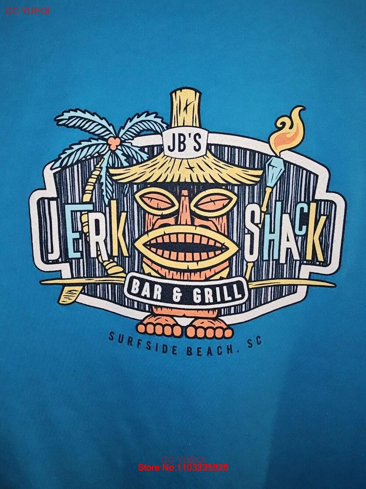 JBs Jerk Shack Bar Grill Surfside Beach SC Large Mens Blue Graphic Logo Tshirt