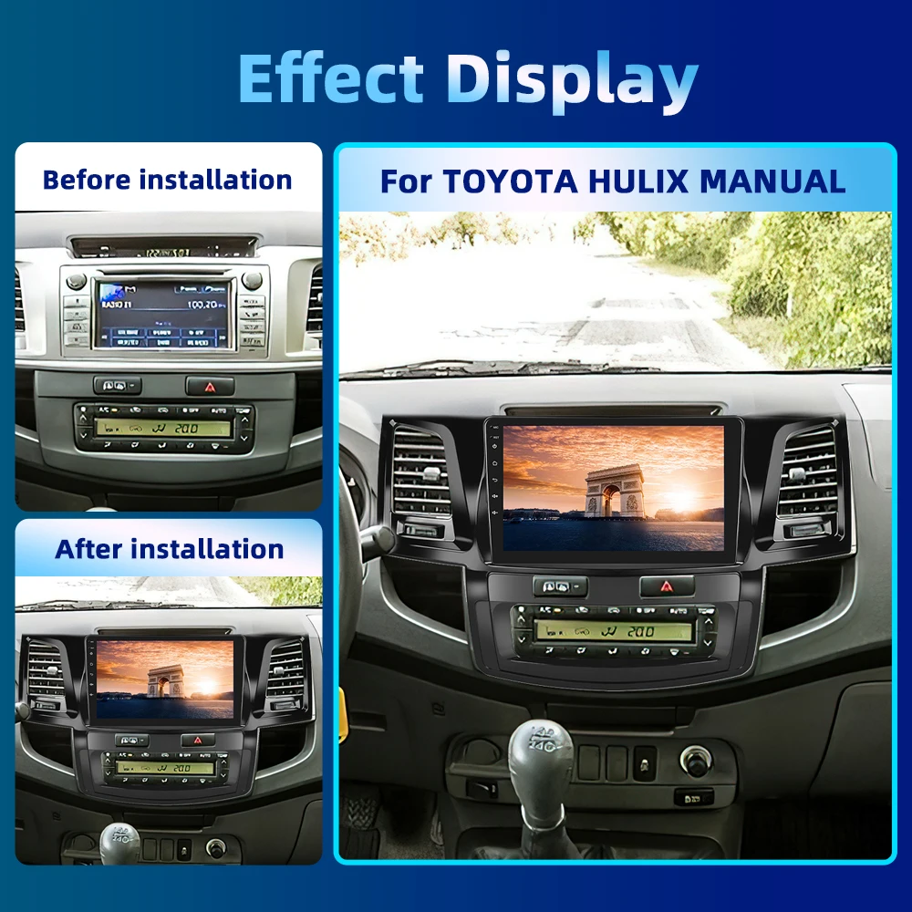 Podofo 2din Car Radio For Toyota Hulix Manual/Auto 2005-2014 Multimedia Video Player GPS Navigation Android 4G Carplay Autoradio