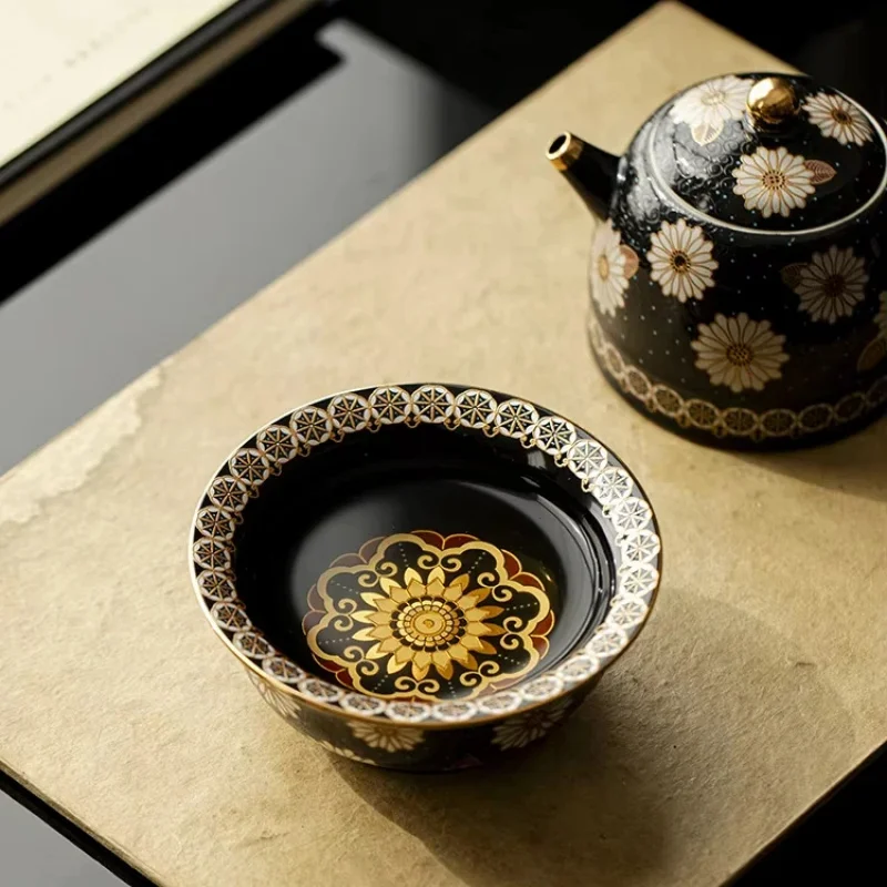 custom.Exquisite Durable Ceramic Luxury Heat-Resisting Tea Set with Teapot Tea Bowl Handle-less Teacup Home Desk/Table