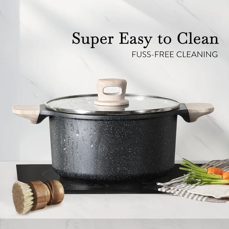 Nonstick Pots and Pans Set, Cookware Set Induction Kitchen Cooking Set w/Stock pot & Saucepans, CLassic Black 13pcs