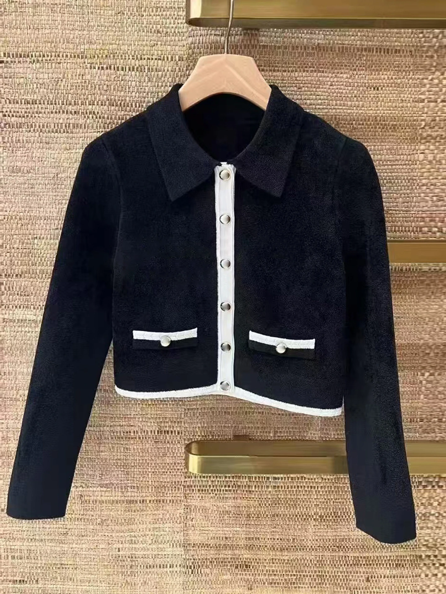 

S Home South Oil High End Women's Velvet Jaet Cardigan Hepburn Sle Turn-down Collar Autumn New Arrival Ladies Coat