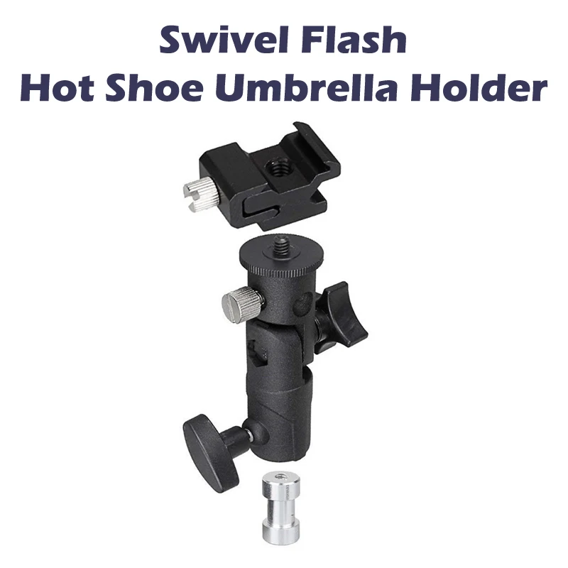 Flash Hot Shoe Umbrella Holder Mount Adapter For Studio Light Type E Stand With 1/4 3/8 Screw Bracket Support E-type Lamp Holder