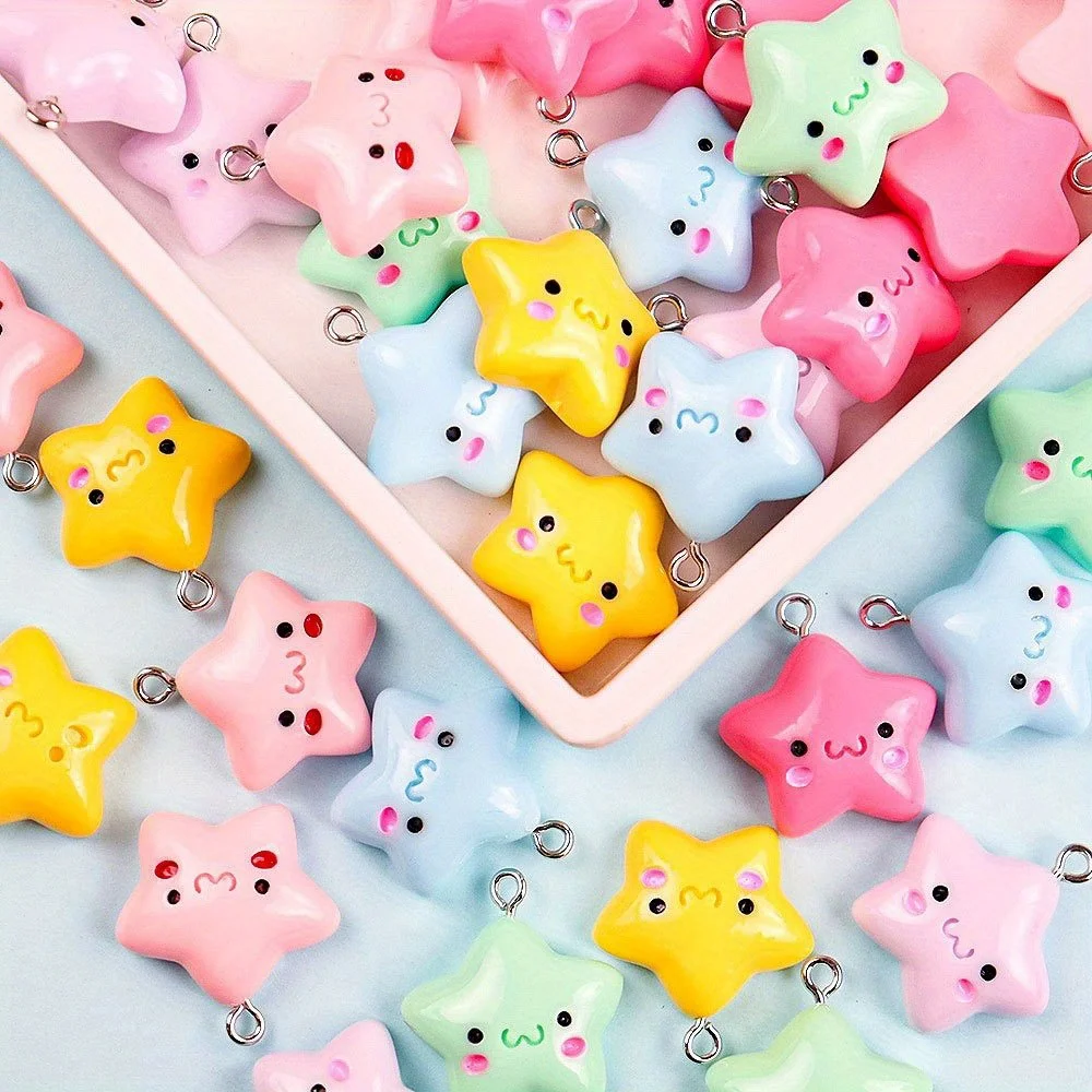 3/11/22 قطعة المعلقات متعددة الألوان على شكل نجمة ، أقراط قلادة ذاتية الصنع ، لإكسسوارات تزيين هدايا عيد الحب والهالوين #5