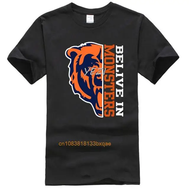 brand men shirt belive in monsters bear football chicago fan t shirt