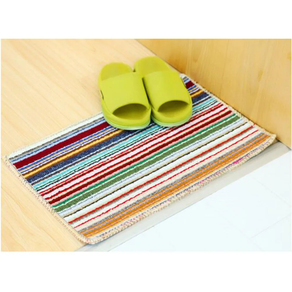 

Welcome Floor Mats Rainbow Stripe Non-Slip Carpet 33x53cm Entrance Kitchen Bathroom Living Room Anti-Slip Doormat Area Rug