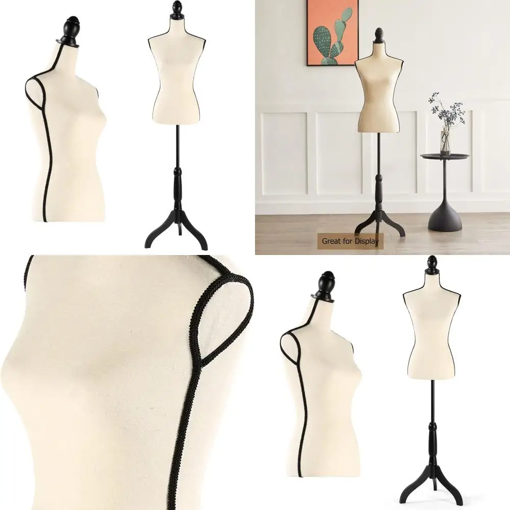 

Adjustable Height Female Dress Form Mannequin with Tripod Stand for Clothing and Jewelry Display, Beige