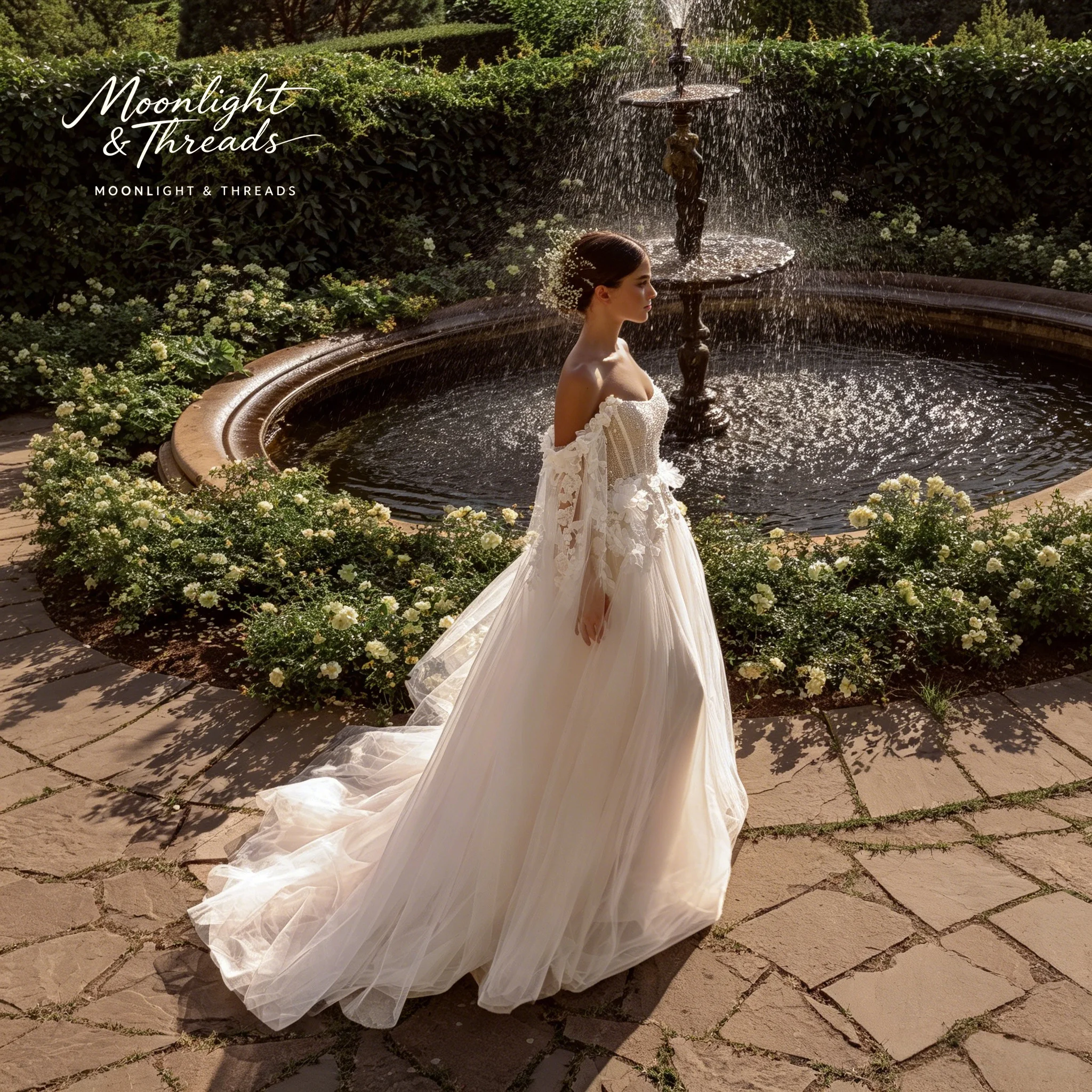 

Ivory white strapless embroidered ball gown floor-length formal wedding dress with delicate appliqués and sequins