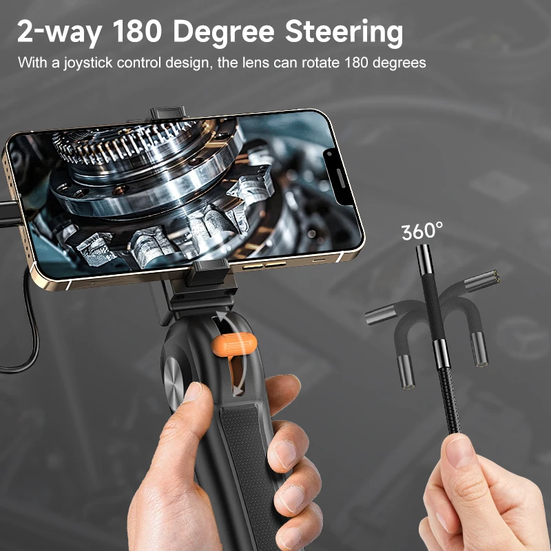2-Way Articulating Endoscope TYPE-C Slide Rod Two Way 360° 180° Rotation Steering Camera Pipe Inspection Borescope For Phones