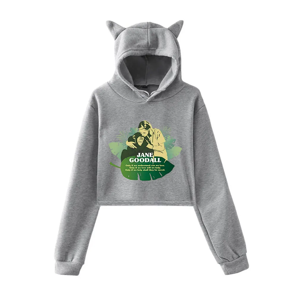 Jane goodall merch vintage 90s streetwear moletom com capuz para meninas gato orelha colheita moda esportes pulôver