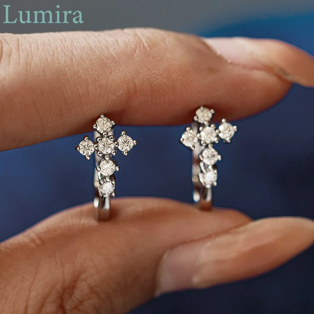 

Lumia U-образные серьги в стиле хип-хоп, платиновые серьги PT950, изысканные серьги с муассанитом в форме креста для женщин, рождественские подарки