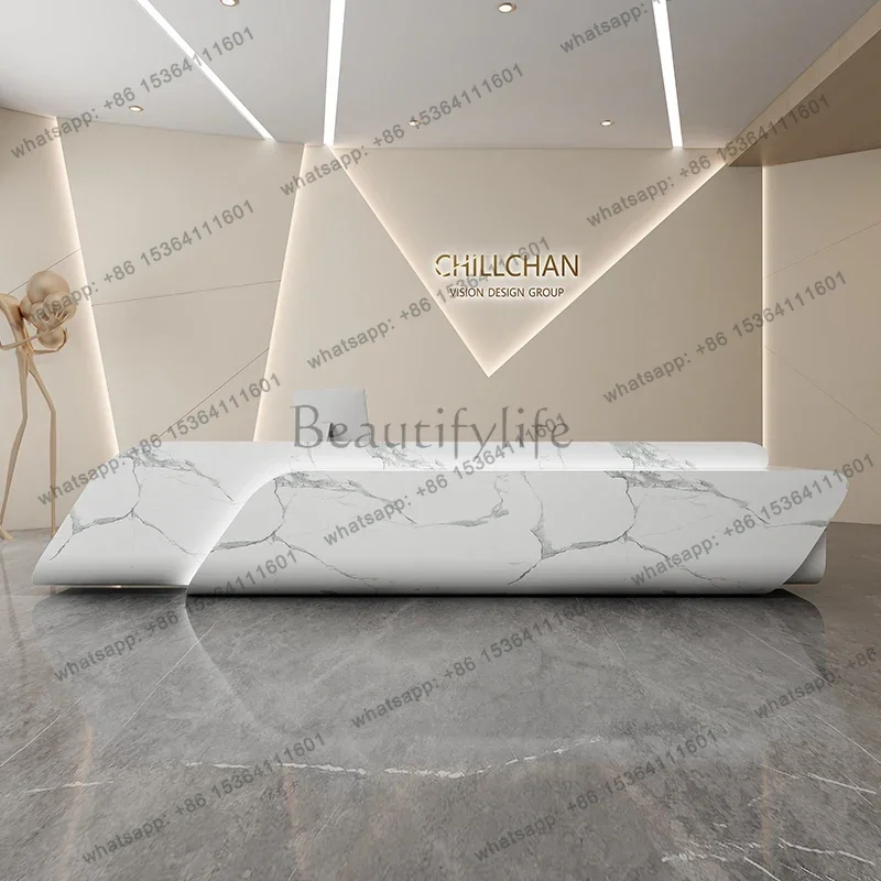 Factory Direct Sales White Clinic Reception Desks Counter Restaurant Arched Classic Reception Desk Clothing Luxury Empfangs Thek
