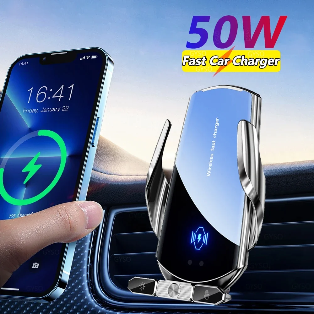 Car Phone Holder Wireless Charger For iPhone 12 13 14 15 Pro Max Samsung S22 S21 Mount Bracket Charger Wireless Fast Charging